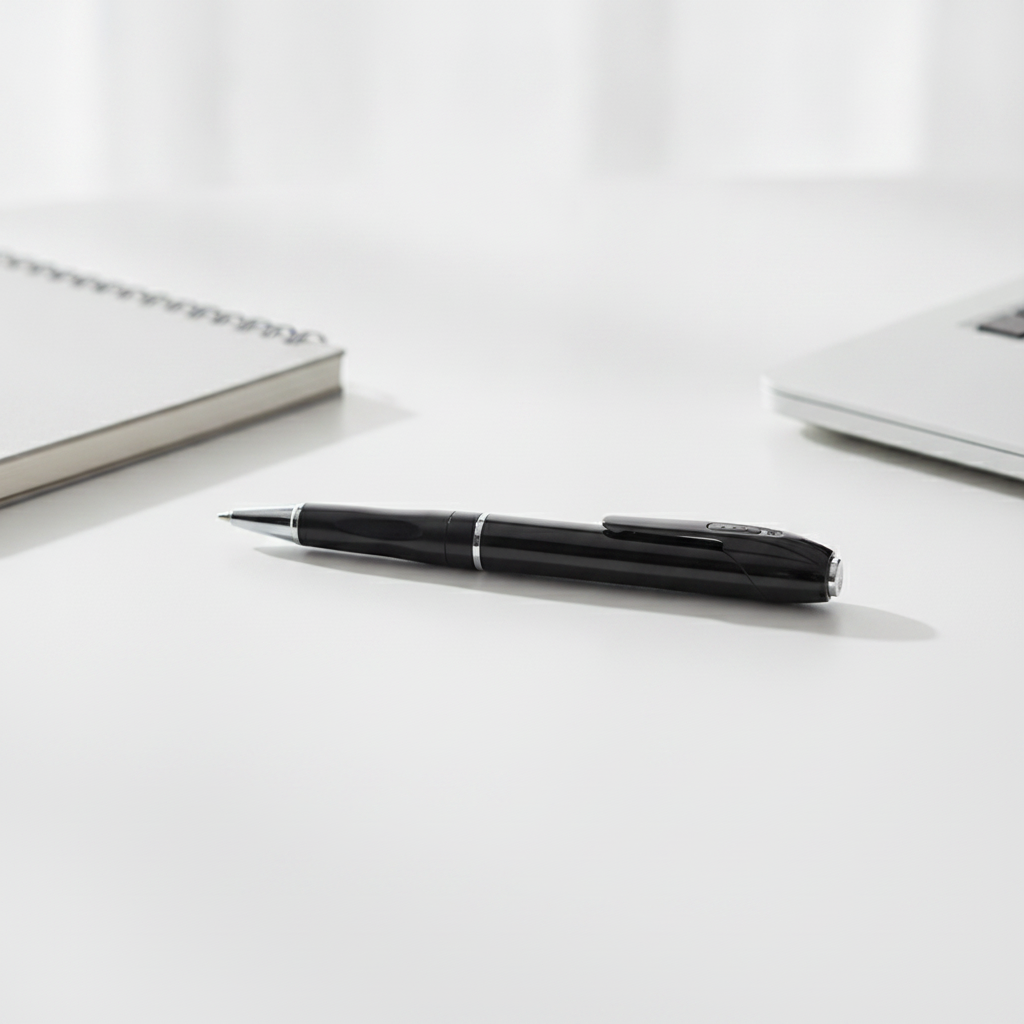 Pocket HD Video Recorder Pen on an office desk